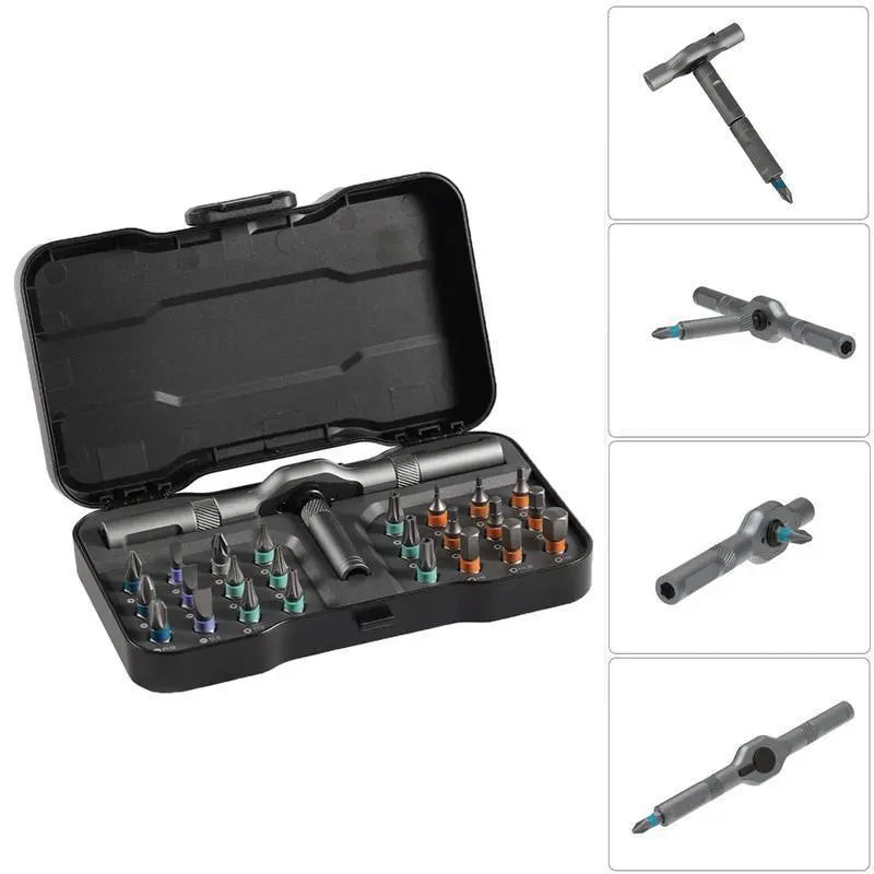 SEESE Ratchet Magetic Screwdriver Set, S2 Steel Precision Screwdriver Set - Removable Self Assembly Screwdriver Kit for Furniture Assembly and Repair - Gift for Diyer Backtoschool