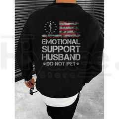 "Emotional Support Husband" – USA Flag Motif Graphic Apparel