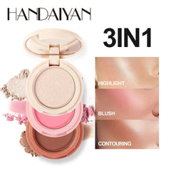3 in 1 Matte Highlighter Contouring Blush Palette Pearly Shiny Eyeshadow Multifunctional Face Makeup Palette Female Cosmetic