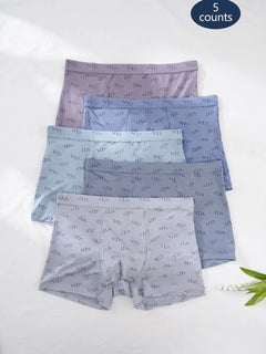 Men'S "VIP" Letter Solid Breathable Boxer Briefs, Regular Fit Casual Panties, Fashion Comfortable Underwear Set, Summer Outfits 2024
