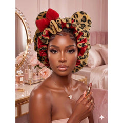 Women'S Plush Satin Bonnet - Double-Layered Curly Hair Nightcap with Cute Animal Ears & Bow, All Seasons Hair Protection Sleep Cap, Friction-Free, Hidden Adjustable Strap, Sports Headband Accessory, Women'S Gift, Heatless, Sporty Sports Headbands
