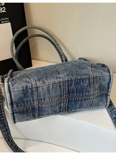 New Washed Denim Tote Bag, Retro Versatile Denim Shoulder Bag, Multifunctional Stylish Casual Crossbody Bag, Women’S Everyday Commuter Bag, Women’S Tote Bag with Adjustable Shoulder Strap, Casual Medium-Size Commuter Work Bag
