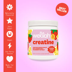 Wellah Nutrition Creatine Monohydrate - 50 Servings, 3G Creatine, Supports Energy, Muscle Recovery & Strength, Cognitive Health Dietary Supplement Powder