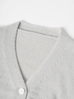 Women'S Elegant V-Neck Loose Fit Long Sleeve Knitted Cardigan, Lantern Sleeve Drop Shoulder Button Front Cardigan, Casual Outerwear for Fall & Winter, Knitwear, Womenswear, Clothes