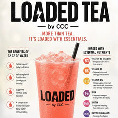 Loaded Tea – Single Packet | 32Oz Caffeinated Flavored Hydration Powder Beverage Mix | Made in USA | Easy to Mix