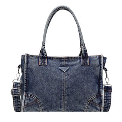 New Washed Denim Tote Bag, Retro Versatile Denim Shoulder Bag, Multifunctional Stylish Casual Crossbody Bag, Women’S Everyday Commuter Bag, Women’S Tote Bag with Adjustable Shoulder Strap, Casual Medium-Size Commuter Work Bag