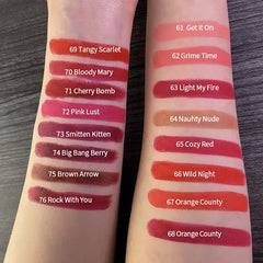 CHARMACY 16 Colors Waterproof Velvet Lipstick Easy to Wear Longstay Lip Stick Long-Lasting Matte Lip Makeup Cosmetic