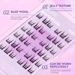 Fairy Glue-Free False Eyelashes Easy to Rebound No Need to Remove Segmented Thin Stems Suitable for Novice DIY MENGHELA Eyelashe